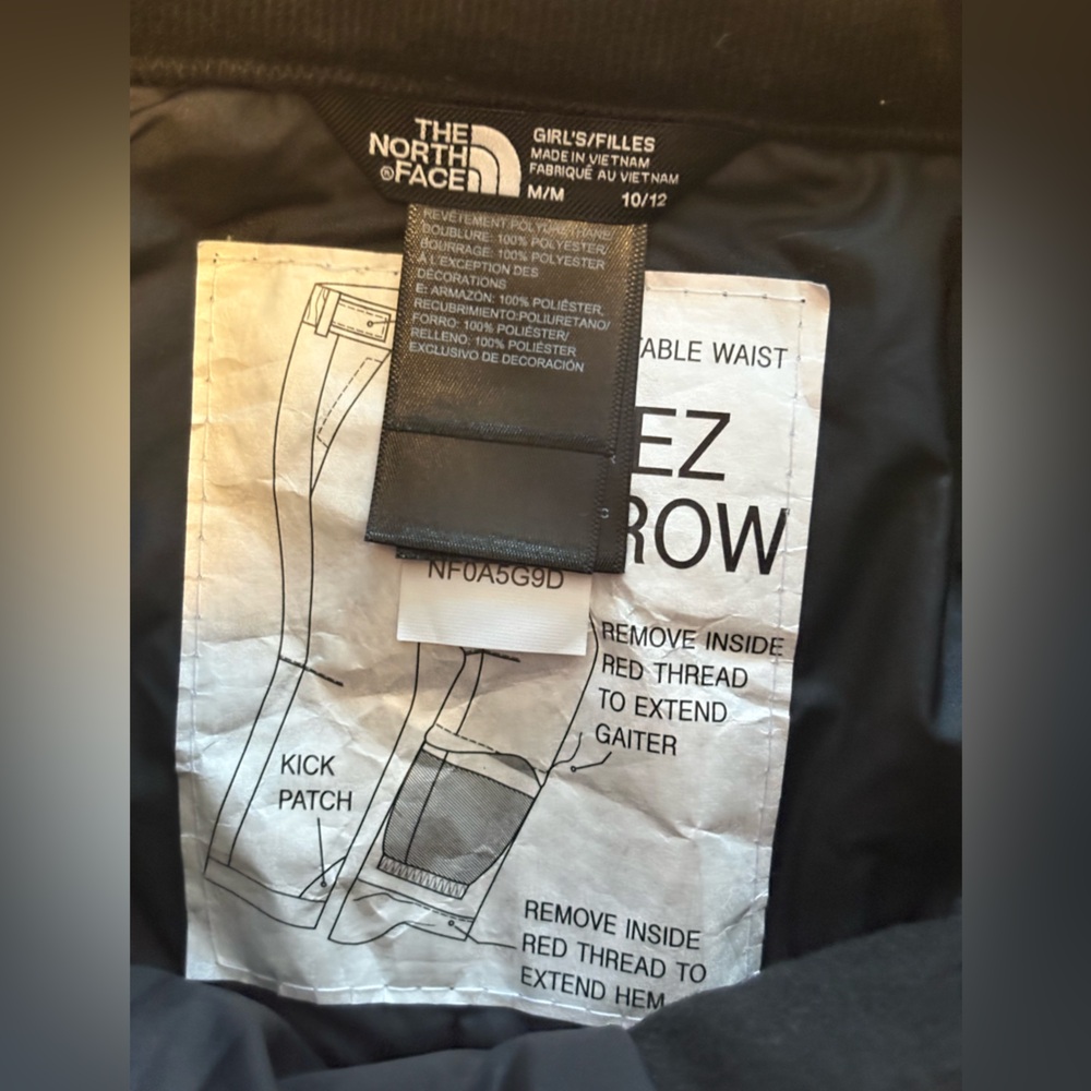 THE NORTH FACE Black Snow Pants size Youth Medium 10-12. EUC look new EZ Grow - Picture 5 of 13